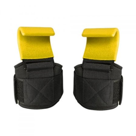 2 st professionella lyftremmar och kraftiga krokar handledsskydd för tyngdlyftningsstöd och grepp - idealiska gymhandskar för män (gula)