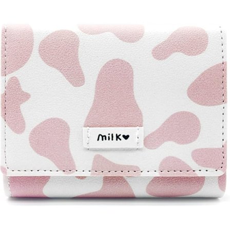 Pung med ko-mønster til piger, sød PU-pung med tre flapper og ko-mønster, lille kortpung med tegneserie motiv til kvinder og piger_ma