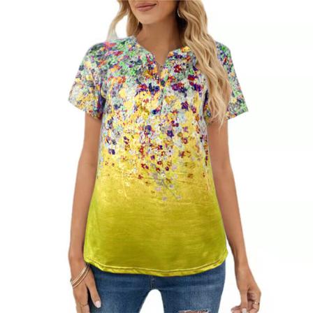 Kvinnor Kortärmade Toppar V-ringad T-shirt