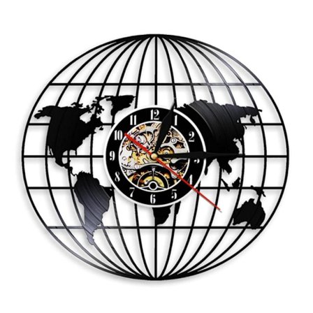 3D Globuskart Jordklokke Veggklokke Kart Klokker Laget av Vinylplate Lag Veggklokke Verdenskart Dekorative Veggklokker Dekor for Rom