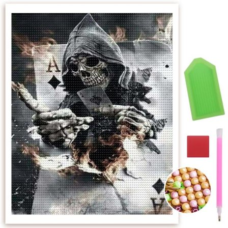 Dödskalle poker 5D Diamantmålningskit för vuxna DIY 5D Diamantkonstkit Diamantkonst Prickar Målning Ädelstenshantverk för Väggkonst Dekor Gåvor