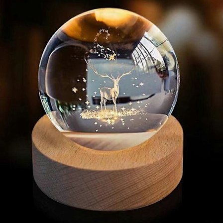 I-type krystalkugle natlampe LED belysning bordlampe egnet til soveværelsesdekoration fødselsdagsgave (stil I)