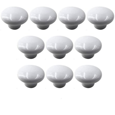 Hvide keramiske skuffehåndtag og knopper Møbelgreb Dørhåndtag til børneværelse 10-pak (leveres med skruer)