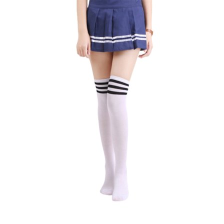 Stribet knæ sokker høje sokker hvide med sorte striber