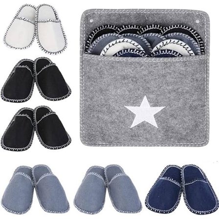 Hjemmesko 6 Par 3 Størrelser Gæstesko Filt Uld Anti Slip Engangs Vaskbar Spa til Familie Hotel