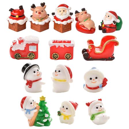 14 stk. Jule Miniaturefigurer Mini Julemand Snemand Rendeer Legetøj Mikro Landskab Ornament til DIY Eventyrhave Dekoration