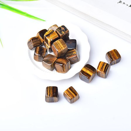 Naturlige Tigerøje Krystal Tumbled Stene 0,78" Poleret Cube Krystal Kvarts til Chakra Meditation Balance Reiki Energi Ædelsten Hjem Dekoration Wicc