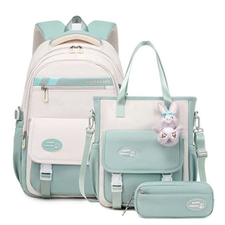 Skolesekksett for tenåringer, gymbag, grønn skolesekk, stilig ryggsekk for skolen