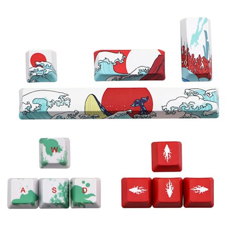 6.25U fem sidor 12 nycklar Färgämne-subbed Keycap ESC Space Bar Entre Keys PBT Cherry Blossom/ Girl in Red/ Sea Rhythe DIY