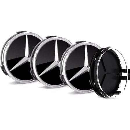 4 stk. Bilnavkapsler Kompatibel med 75MM ABS Auto Navkapsler, Aluminium ABS Material Center Hjulkapsel Dekoration Tilbehør(Sort)-1