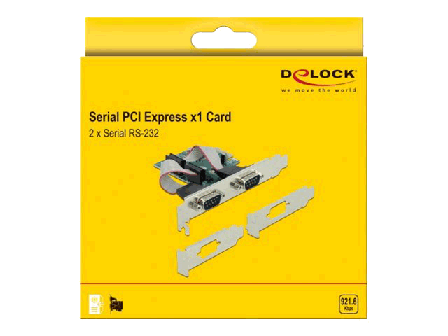 Delock PCI Express Card to 2 x Serial RS-232 - seriell adapter - PCIe 1.1 - RS-232 x 2