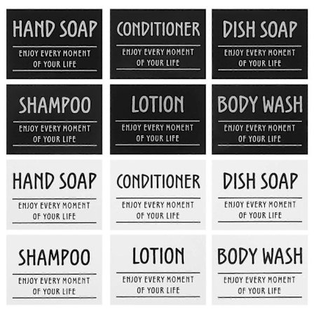 12 st Badrumsetiketter Organisationsetiketter Vattentäta Påfyllningsbara Flaskdekaler Etiketter för Handtvål Schampo