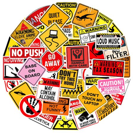 50-pack klistermärken med skämtsamma varningsskyltar