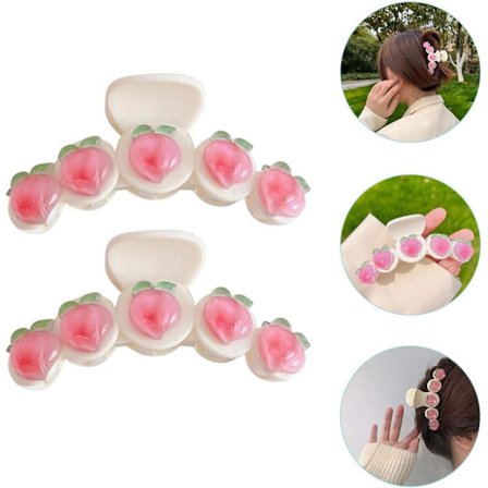 2 stk. hårklemme clips søde fersken hårklemmer hårstyling kæbeklemmer skridsikre hårspænder klemme til kvinder piger hårtilbehør hvid