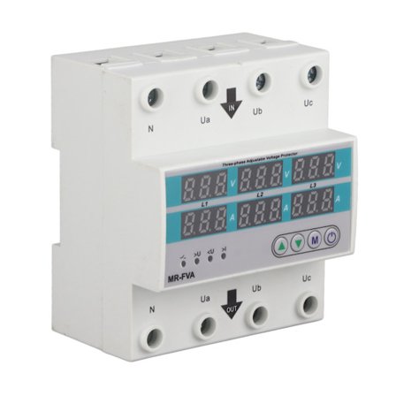 3-faset justerbar spenningsmonitor 220V Selvtilbakestillende husholdning over- og underspenningsvern 100A