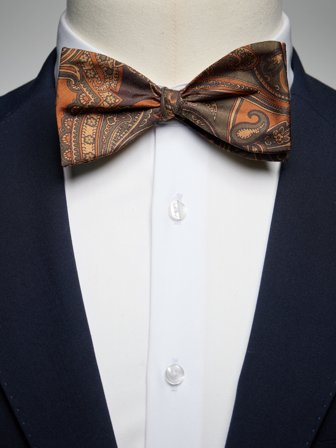 John Henric Men's Dark Orange Bow Tie Paisley Size Self-tied
