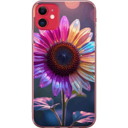 Kompatibelt Mobildeksel til Apple iPhone 11 Irideserende blomst med glitrende kronblad i rosa lilla og gull mot myk bokeh bakgrunn