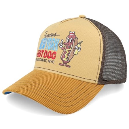 JJ Hats - Beige trucker Cap - Famous Corduroy Visor Beige/Yellow A-Frame Trucker @ Hatstore