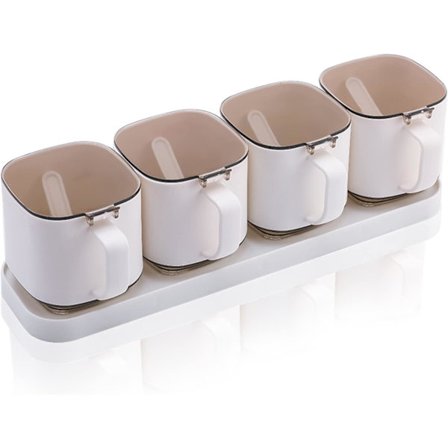 Krydderboks, 1 stk. Akryl krydderboks krydderglass sett krydderkrukke flaske krydderglass med skjeer og lokk for pepper krydderoppbevaring hvit