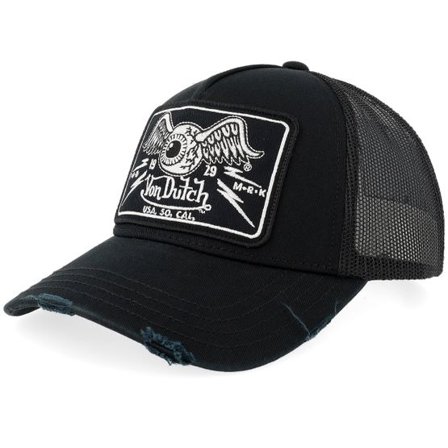 Von Dutch - Svart trucker Keps - Square Patch Black Trucker @ Hatstore