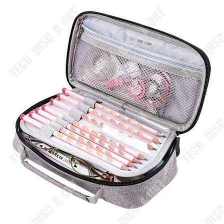 Pennfodral - TD - Bärbar i tyg - Stort kapacitet - Multifunktionell - Grå