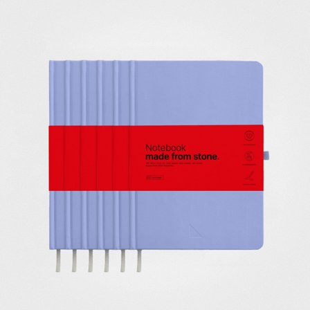 6-pack anteckningsbokset av stenpapper—A5 inbunden, Vista Blue