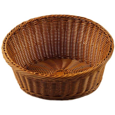 Viisto muovinen punottu kori tarjoilukori ruoalle hedelmille kosmetiikan säilytykseen pöydälle ja kylpyhuoneeseen ruskea