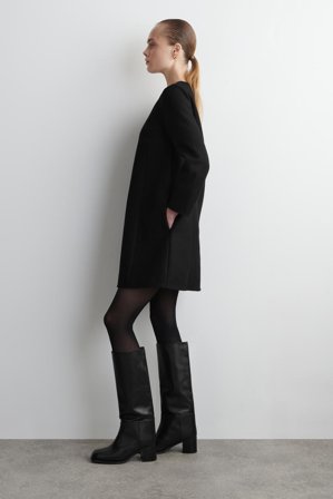 COS Women's Abito Mini In Lana A Maniche Lunghe in Nero