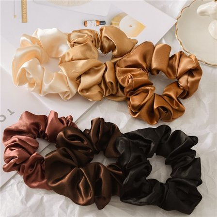 (6 stk) Hårstrikk Silke Scrunchies Satin for Kvinner, Hårstrikk Myke