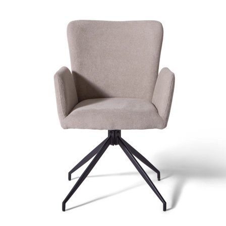 Frida spisebordsstol med armlæn & drejefunktion - Beige Vardo stof, 58x62x86cm - Komfortabel stol med PU skum & optimal siddekomfort - Beige stof