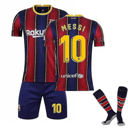 Barnefotballsett Fotballdrakt Trening T-skjorte Dress 20/21 - Messi Barcelona