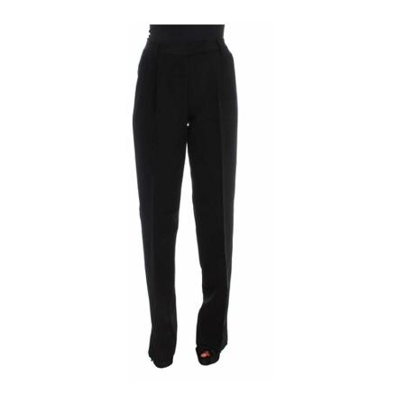 Ermanno Scervino, Ermanno Scervino Czarny Striped Cotton Blend Wide Legs Pants Czarny, Kobieta, Rozmiar: S