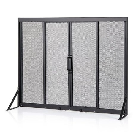 COSTWAY Pejsesikkerhed - Skydedøre 89 x 33 x 72 CM - Metallisk Beskyttelsespanel i Net til Børn og Dyr