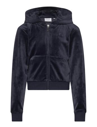 Tonal Zip Through Hoodie Tops Sweat-shirts & Hoodies Hoodies Navy Juicy Couture