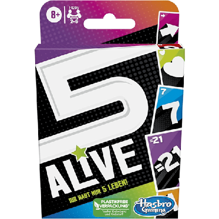 Hasbro Gaming Five Alive Kortspill, et raskt spill for barn og familier, lett å lære, familiespill for aldre 8+. 5 Alive Kortspill for 2 – 6 spillere