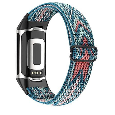 Fitbit Charge 5 armband med flätat mönster Blå/Orange (LGL)