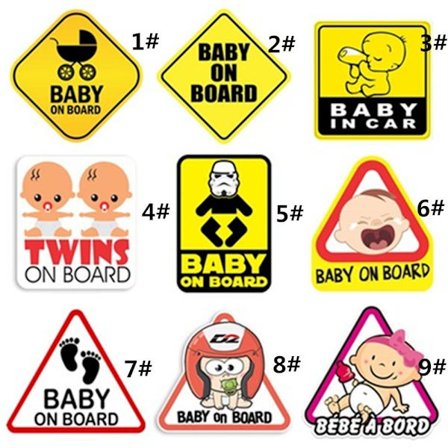 9 st. Baby on Board-dekaler i vinyl "Baby on Board" med små fötter
