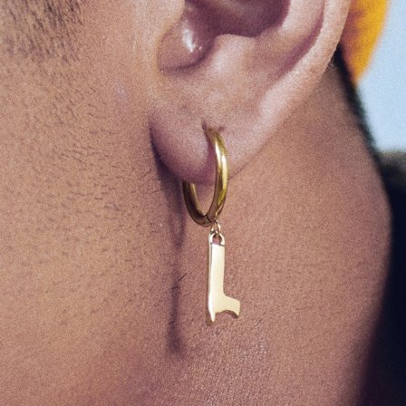 Fahrenheit | Melting Gold-tone Initial L Earring for Men - Charm Hoop Earrings