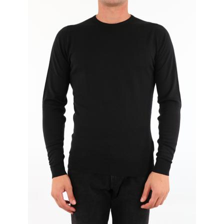 John Smedley, Round-neck Knitwear Zwart, Heren, Maat:M