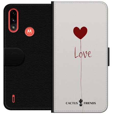 Yhteensopiva Lompakkokotelo Motorola Motorola Moto E7 Power Cactus and Friends - Love Balloon Minimal