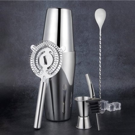 Boston shaker i rustfrit stål - cocktail-sæt med 5 dele