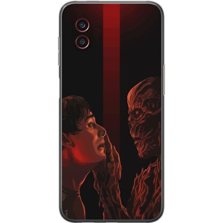 Yhteensopiva Puhelinkuori Samsung Samsung Galaxy Xcover6 Pro Pimeä fantasian kuva, jossa korostuu ihmisen ja hirviön kohtaaminen vahvalla draamalla