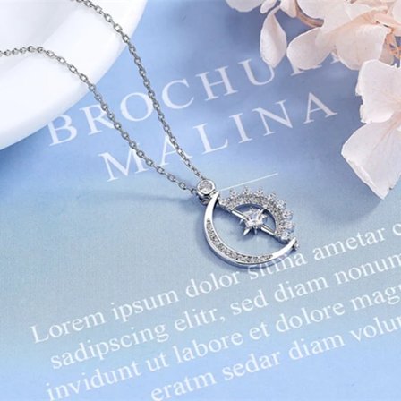 14k kullalla päällystettyjä hienoja koruja Tähti- ja Kuu-mikro-upotetut zirkoni ylelliset ketjukaulakorut naisille Yksinkertainen jokapäiväinen 