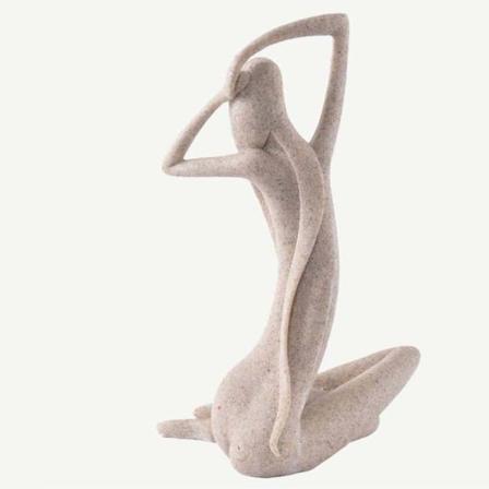 Sandsten Resin Staty Abstrakta långhåriga skönhetsskulpturer Små konstbordsskivor för hemmakontor Bokhylla dekoration A