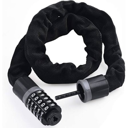 Cykellås Heavy Duty, [6mm x 90cm] Tyverisikret Høj Sikkerhedskædelås, Vejrbestandig 5-cifret Nulstillelig Kombinationscykellås, Bedst til Cykel,