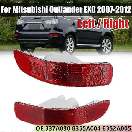 Auton takapuskurin heijastin sumuvalo Mitsubishi Outlander Ex 2007-2012 8355a004 8352a005 takapuskurin heijastinvalo - WELLNGS