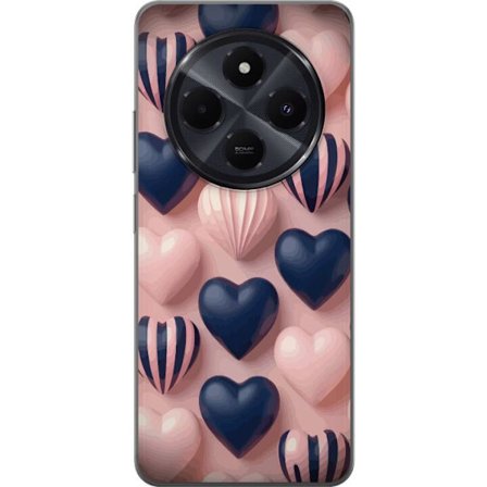 Kompatibelt Mobildeksel til Xiaomi Redmi A4 Myke tredimensjonale hjerter i rosa og marineblå toner i et romantisk mønster