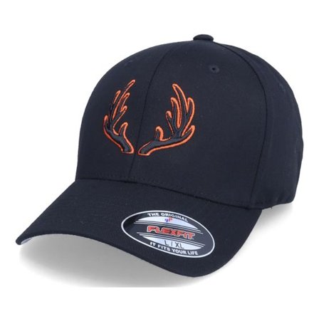 Hunter - Svart flexfit Keps - 3D Antlers Black - Flexfit @ Hatstore