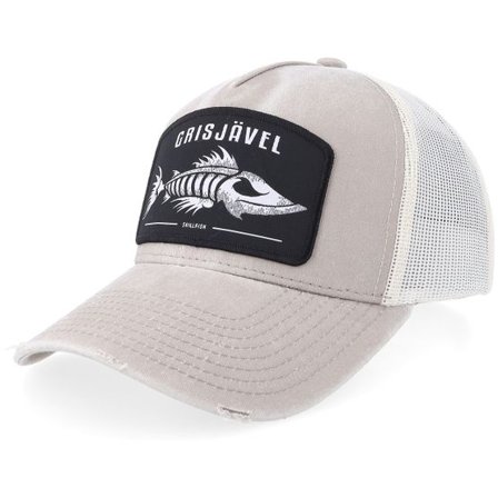 Skillfish - Beige trucker Keps - Grisjävel Stor Patch Distressed Stone A-Frame Trucker @ Hatstore