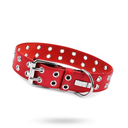 DOGArtist - ROCK Red - Läder Hundhalsband- Hundhalsband